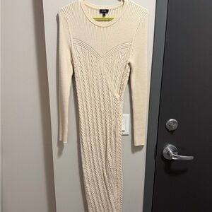 Express Cream Long Sleeve Knit Dress